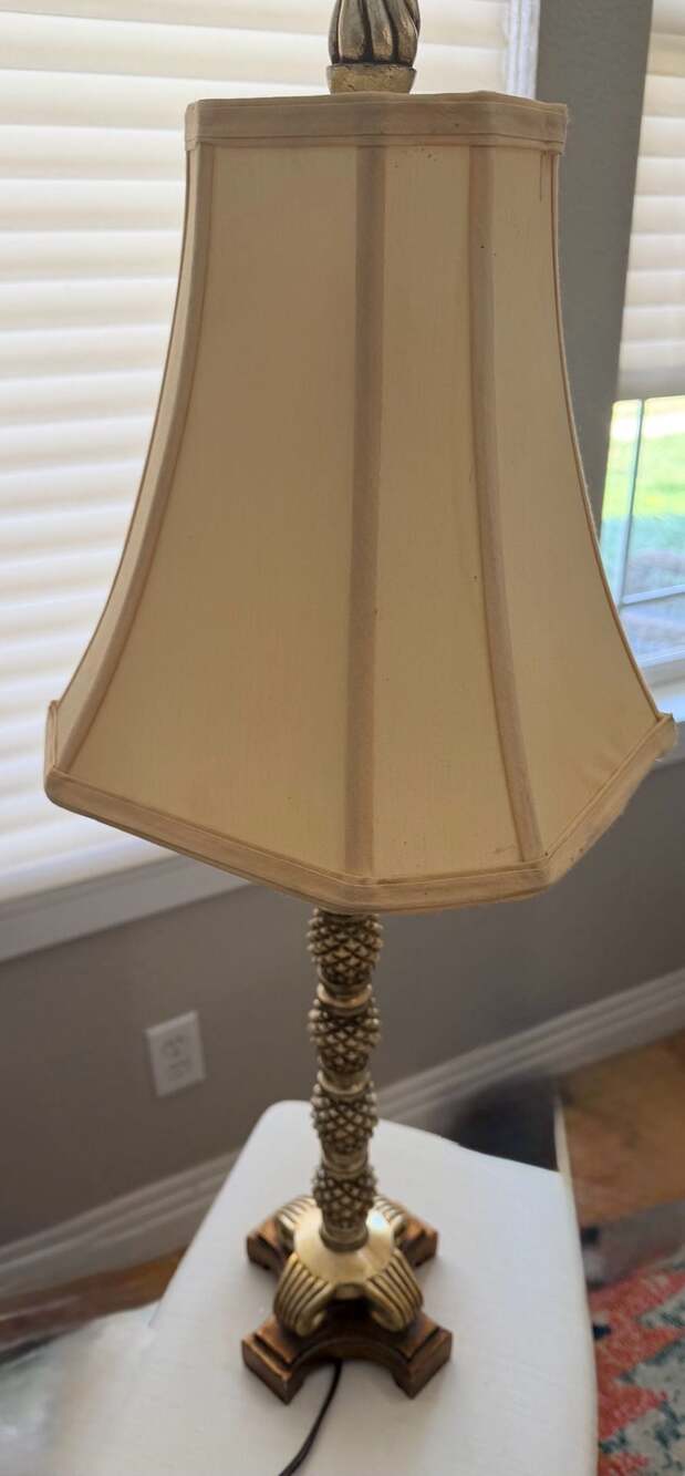 Uttermost Traditional Spiked Column Table Lamps (2) with Fabric Shade